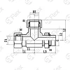 Т-образный, DKO-L/S 24°—Резьба UN (UNF) регулируемая (ш-ш-ш.к.)