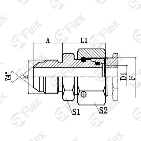 Прямой, DKO-L/S 24°—Соединение JIC 74°, проходной, (г-ш)