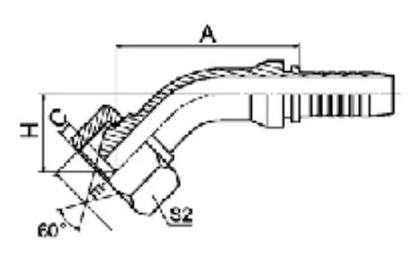 Фитинг BSP 45° ниппель-конус 60°