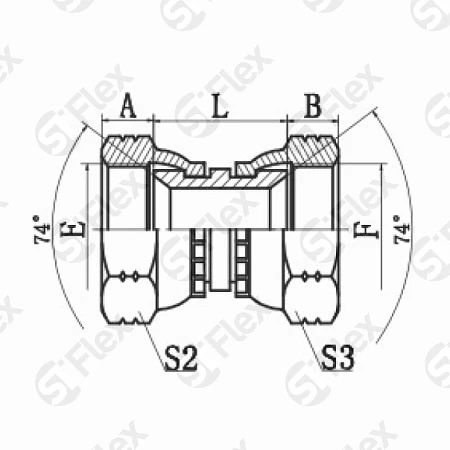 Прямой, JIC 74°, проходной (г-г)