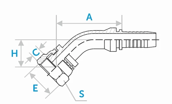 Фитинг BSP / BSPFS 45° с плоским ниппелем