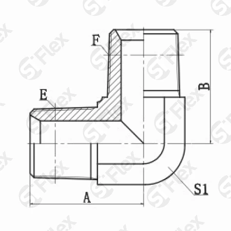 Угловой 90°, BSPT, проходной (ш-ш)