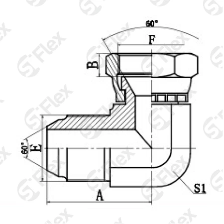 Угловой 90°, JIS 60° Komatsu, проходной (ш-г)