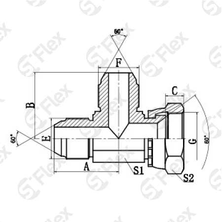 Т-образный, JIS 60° Komatsu, проходной (ш-ш-г)