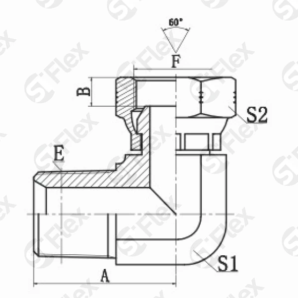Угловой 90°, NPSM 60°—Резьба Z (NPT), ввертной (ш-г)