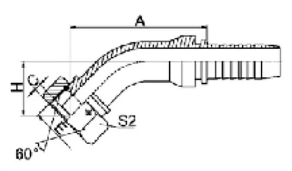 Фитинг BSP 45° ниппель-конус 60°