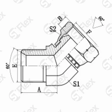 Угловой 45°, BSP 60°, проходной (ш-г)