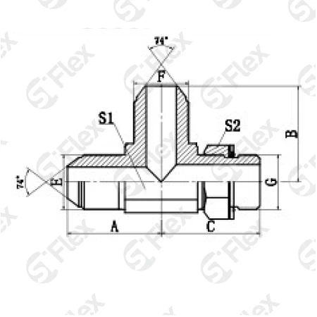 Т-образный, DKI 74°—Резьба М (Metric) регулируемая (ш-ш-ш.к.)