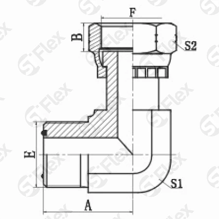 Угловой 90°, ORFS, проходной (ш-г)