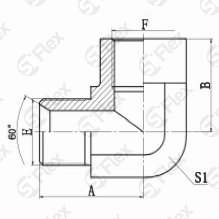 Угловой 90°, BSP 60°—Резьба G (BSPP) внутренняя, ввертной (ш-г)