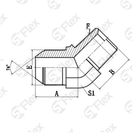Угловой 45°, DKI 74°—Резьба Z (NPT), ввертной (ш-ш)