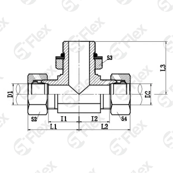 Т-образный, DKO-L/S 24°—Резьба UN (UNF) регулируемая (ш-ш.к-ш)