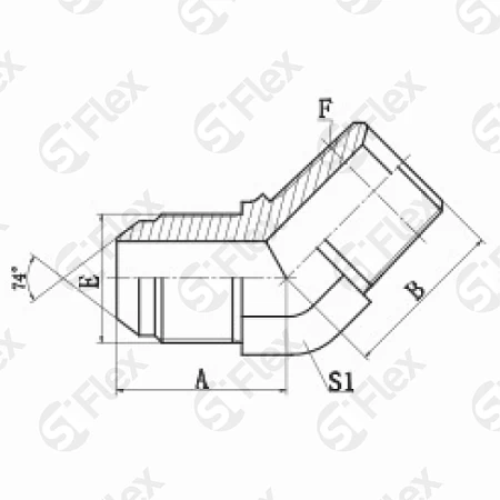 Угловой 45°, JIC 74°—Резьба Z (NPT), ввертной (ш-ш)
