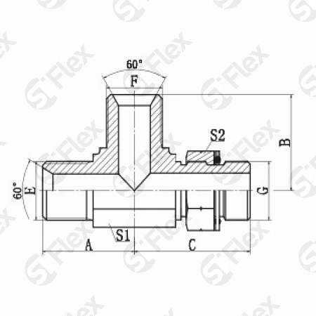 Т-образный, BSP 60°—Резьба G (BSPP) регулируемая (ш-ш-ш.к.)