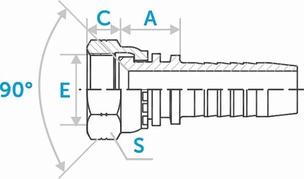 Фитинг SAE ниппель-конус 90°