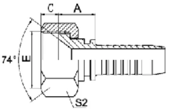 Фитинг с гайкой DKI ниппель-обратный конус 74°