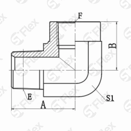 Угловой 90°, BSPT, проходной (ш-г)