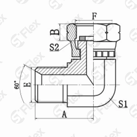 Угловой 90°, BSP 60°, для подключения манометра (ш-г)