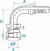 Фитинг JIS 90° (Komatsu) ниппель-конус 60°