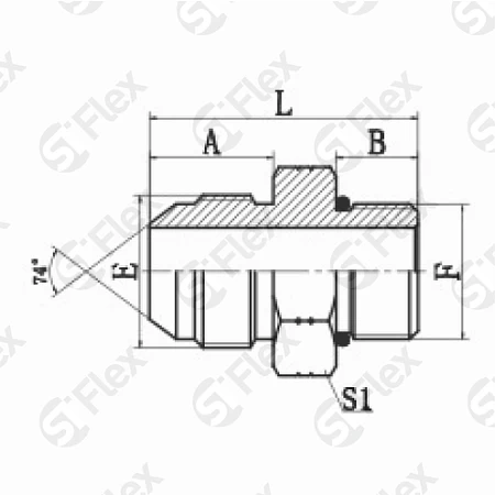Прямой, JIC 74°—Резьба UN (UNF), ввертной (ш-ш.к.)