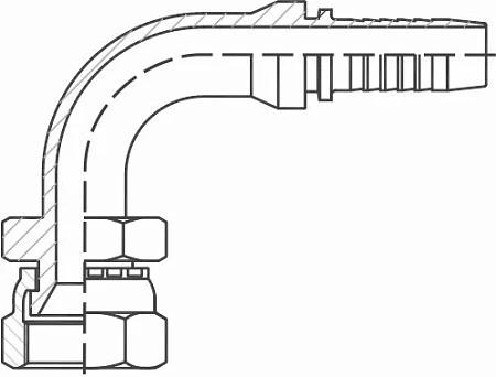 Фитинг JIS 90° (Komatsu) ниппель-конус 60°