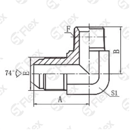 Угловой 90°, DKI 74°—Резьба Z (NPT), ввертной (ш-ш)