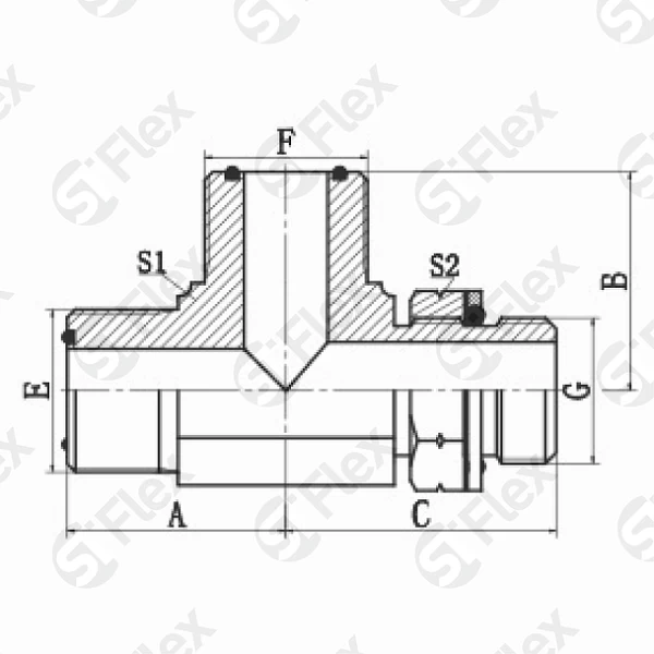Т-образный, ORFS—Резьба G (BSPP) регулируемая (ш-ш-ш.к)