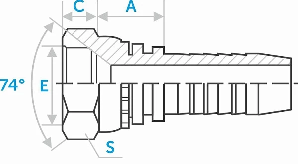 Фитинг с гайкой DKI ниппель-обратный конус 74°