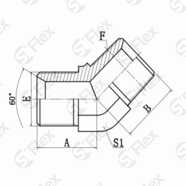 Угловой 45°, BSP 60°—Резьба R (BSPT), ввертной (ш-ш)