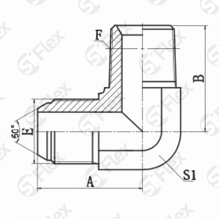 Угловой 90°, JIS 60° BSP Toyota—Резьба R (BSPT), ввертной (ш-ш)