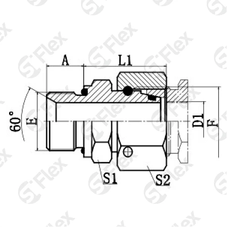 Прямой, DKO-L/S 24°, ED - уплотнение, проходной (ш.к.-г)