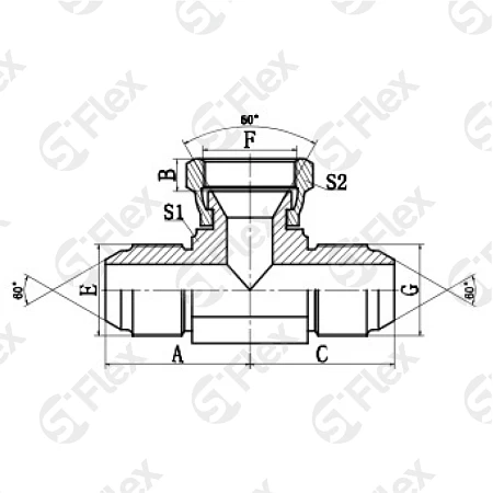 Т-образный, JIS 60° Komatsu, проходной (ш-г-ш)