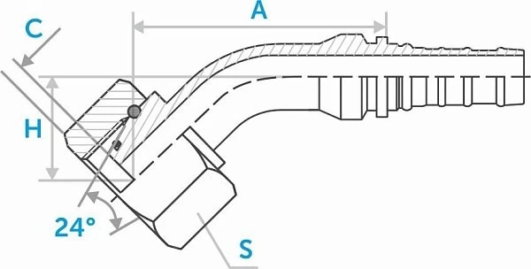 Фитинг-гайка DKOS 45° ниппель-конус 24° с уплотнительным кольцом
