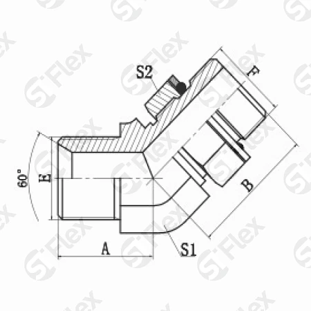 Угловой 45°, BSP 60°—Резьба М (Metric) регулируемая (ш-ш.к.)
