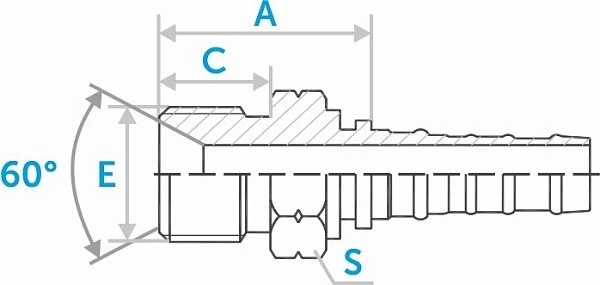 Фитинг BSP штуцер-конус 60° (Interlock)