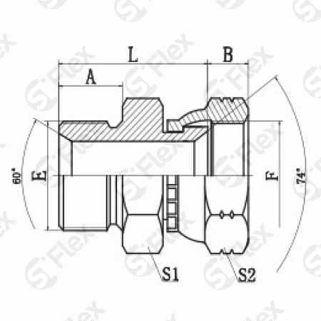 Прямой, BSP 60°—Соединение JIC 74°, проходной (ш-г)