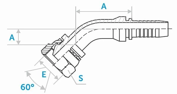 Фитинг BSP 45° ниппель-конус 60°