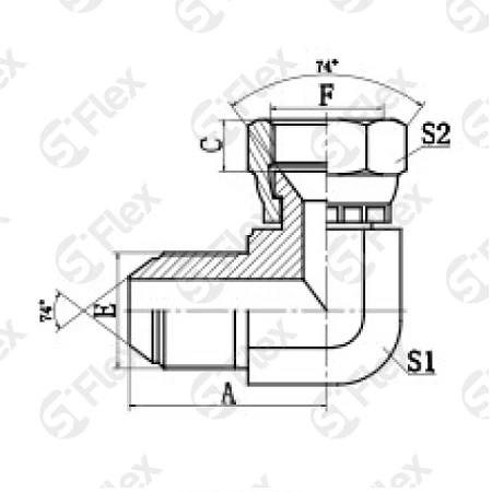 Угловой 90°, DKI 74°, проходной (ш-г)