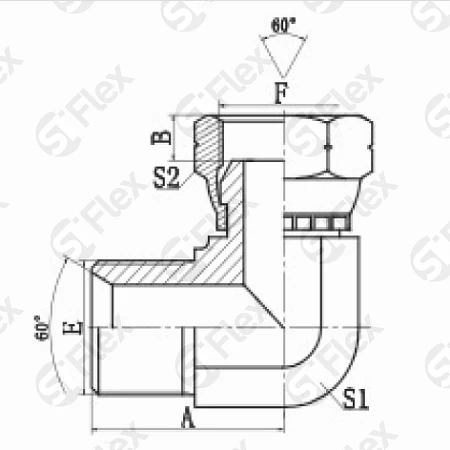 Угловой 90°, BSP 60°, проходной (ш-г)