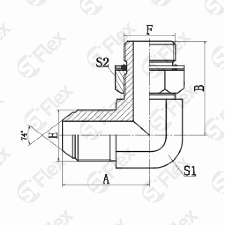 Угловой 90°, JIC 74°—Резьба М (Metric) регулируемая (ш-ш.к.)