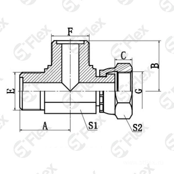 Т-образный, ORFS Метрический, проходной (ш-ш-г)