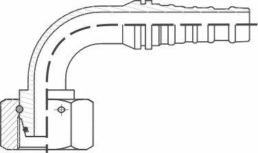 Фитинг-гайка 90° DKOS ниппель-конус 24° с уплотнительным кольцом (Interlock)