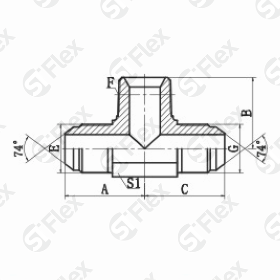 Т-образный, JIC 74°—Резьба Z (NPT), ввертной (ш-шz-ш)