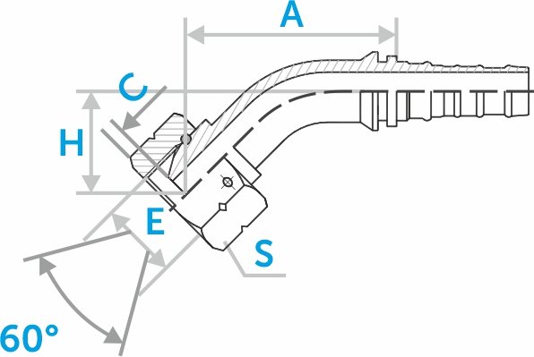 Фитинг BSPT 45° ниппель-конус 60° (Interlock)