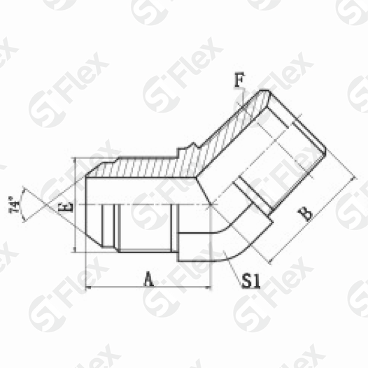 Угловой 45°, JIC 74°—Резьба Z (NPT), ввертной (ш-ш)