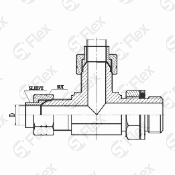 Т-образный, JIC 74°—Резьба М (Metric) регулируемая (ш-ш-ш.к.)