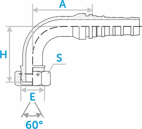 Фитинг BSPT 90° ниппель-конус 60° (Interlock)