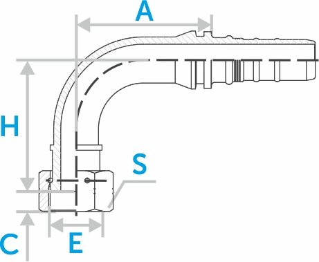 Фитинг ORFS 90° с плоским ниппелем (Interlock)