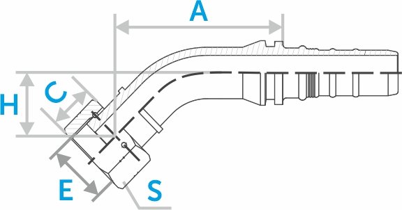 Фитинг ORFS 45° с плоским ниппелем (Interlock)