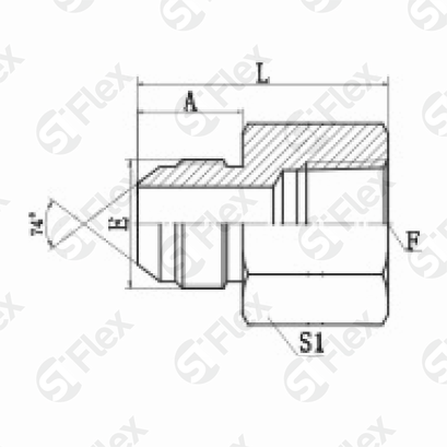 Прямой, JIC 74°—Резьба Z (NPT), ввертной (ш-г)